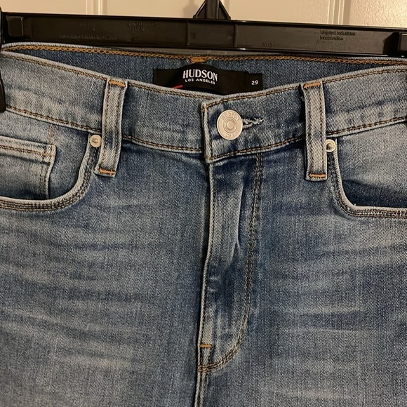 HUDSON Barbara super skinny Ombré women’s 29 White Dip Dye Coated Jeans‎ NWOT - Picture 4 of 11